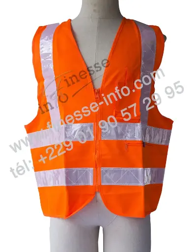 Gilet à poche orange bande Pvc